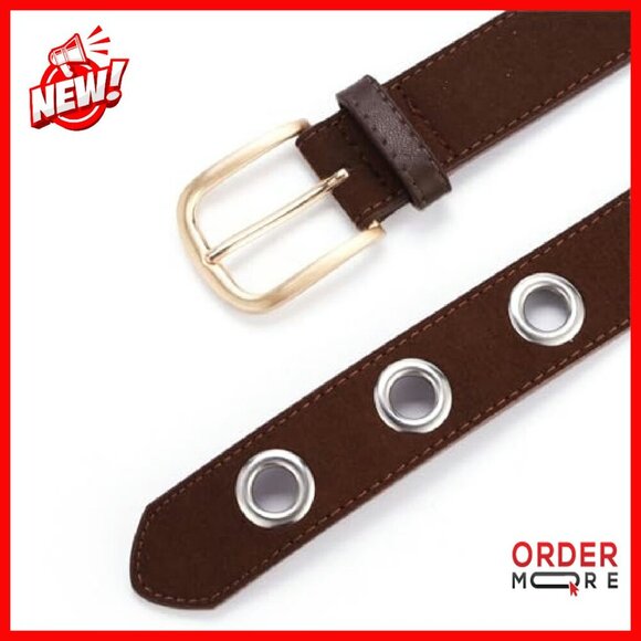 Punk Style Leather Belt Silver Grommets Retro Woven Design Women\'s Accessory main image 5